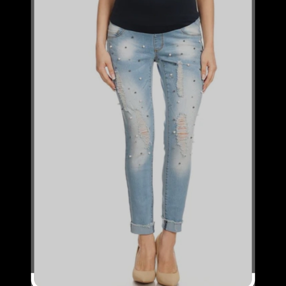 Rhinestone and 🩷 Pearl Vintage Vibe Jeans